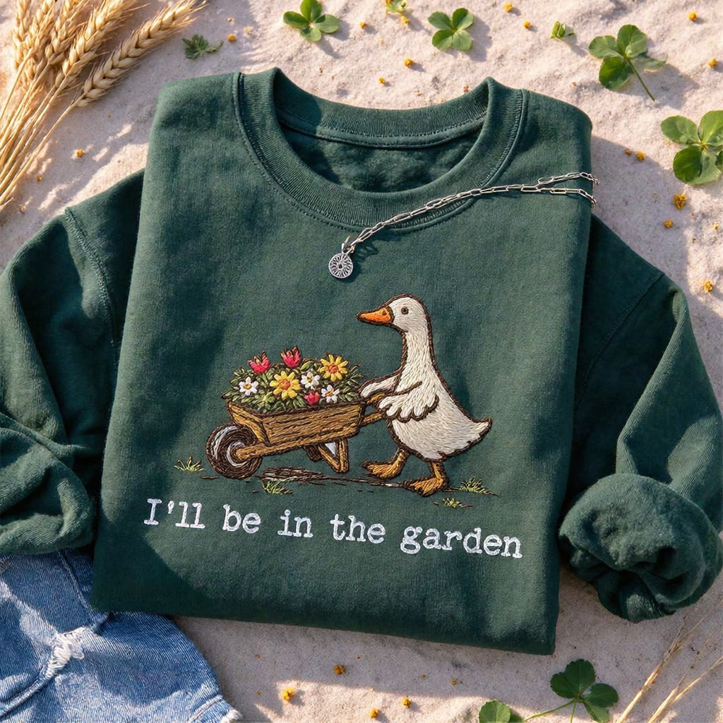Embroidered Silly Goose Garden Classic Crewneck Sweatshirt