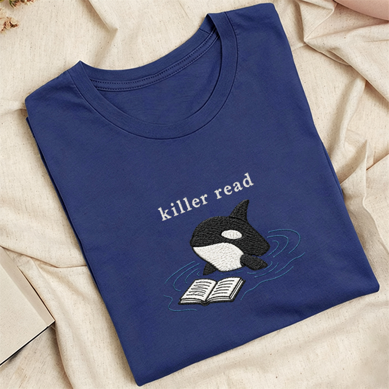 Embroidered Killer Read Orca Classic Adult Unisex Crew Neck T-Shirt