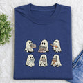 Embroidered Halloween Ghost Book Classic Crew Neck T-Shirt