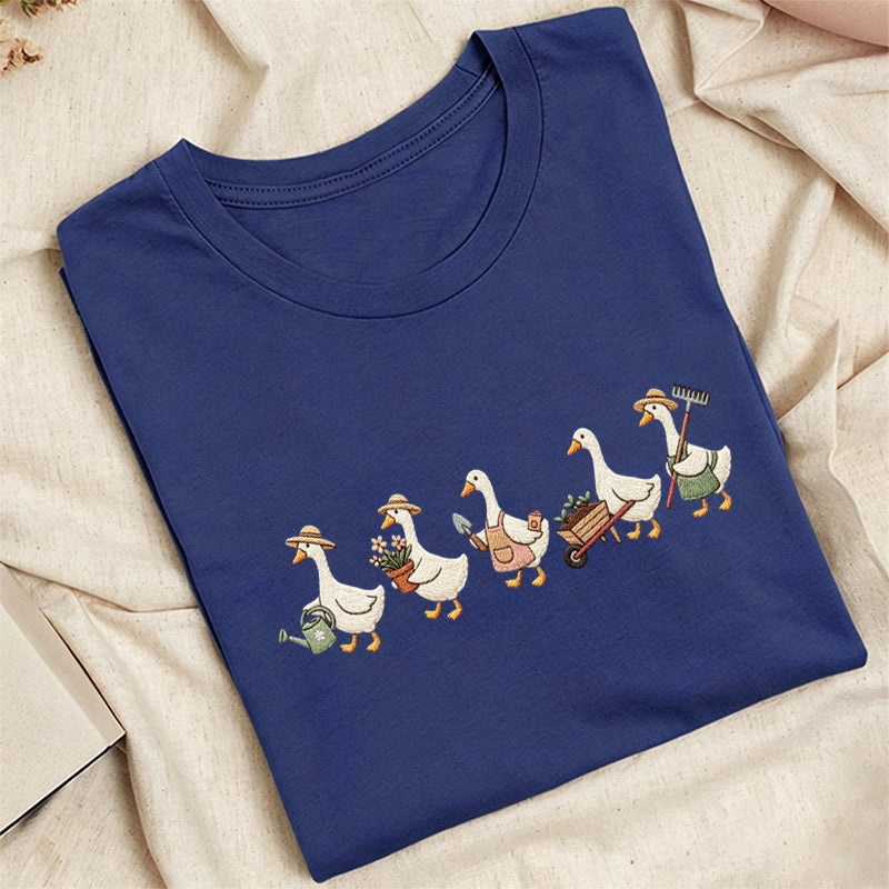 Embroidered Garden Goose Classic Adult Unisex Crew Neck T-Shirt