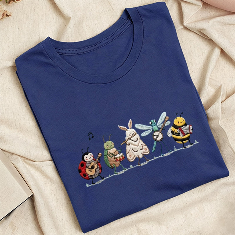 Embroidered Bug Orchestra Classic Adult Unisex Crew Neck T-Shirt