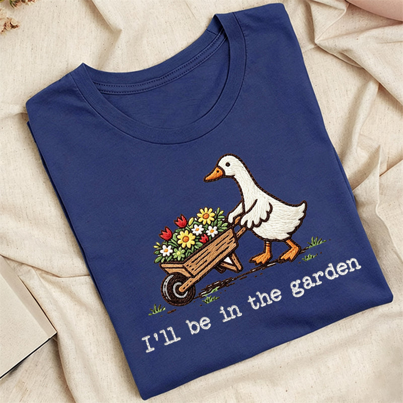 Embroidered Silly Goose Garden Classic Adult Unisex Crew Neck T-Shirt