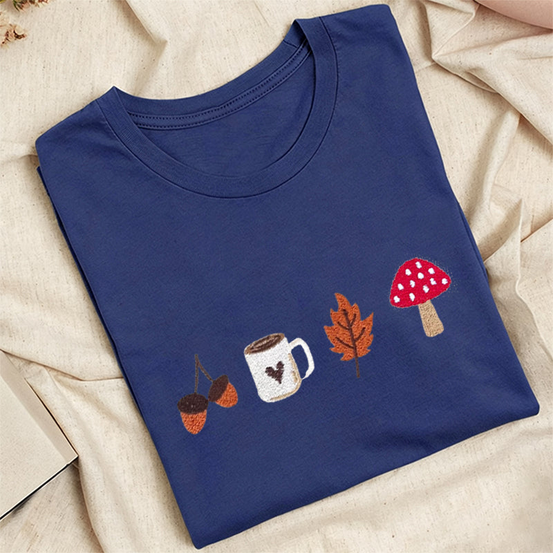 Embroidered Cozy Autumn Classic Adult Unisex Crew Neck T-Shirt