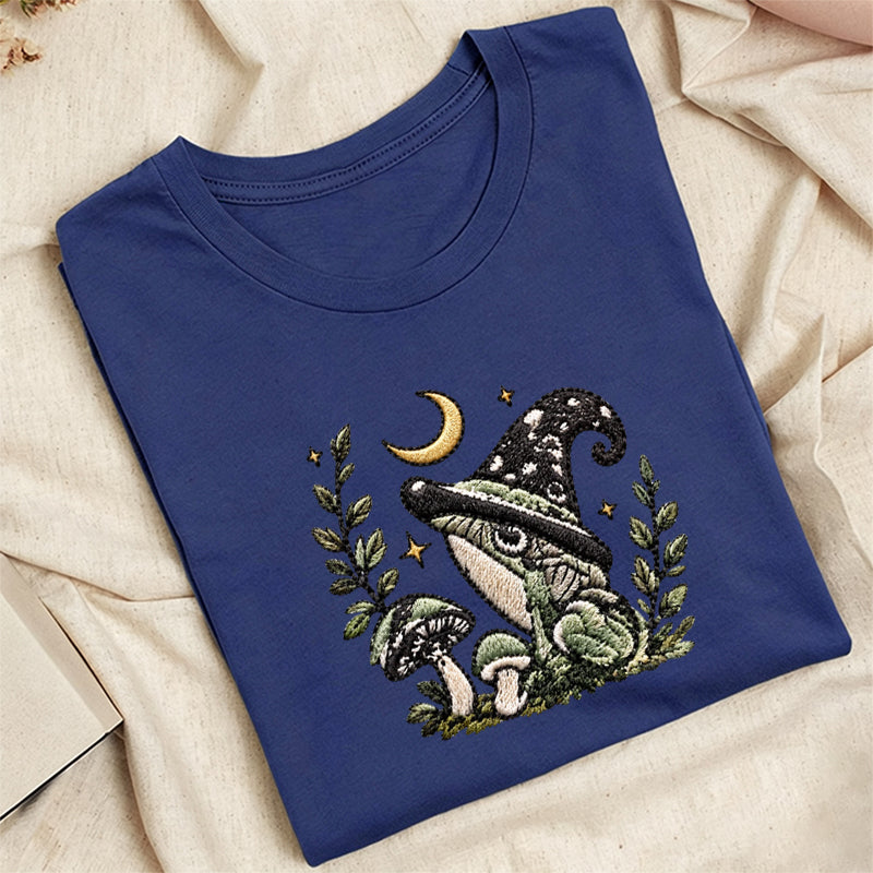 Embroidered Witchy Frog Classic Adult Unisex Crew Neck T-Shirt