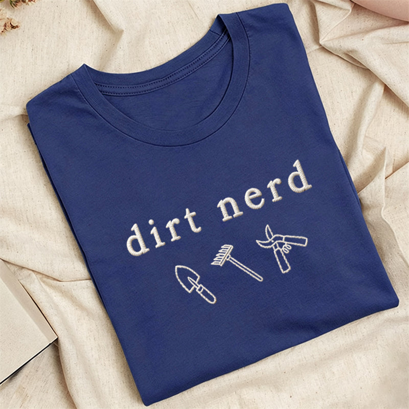 Embroidered Dirt Nerd Classic Adult Unisex Crew Neck T-Shirt