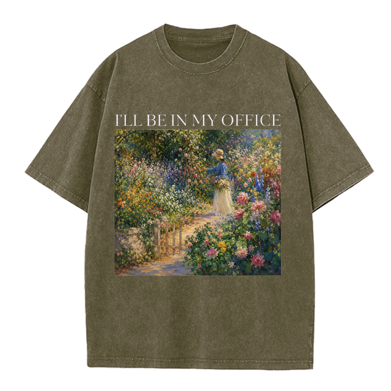 Garden My Office Retro Washed Crew Neck T-Shirt