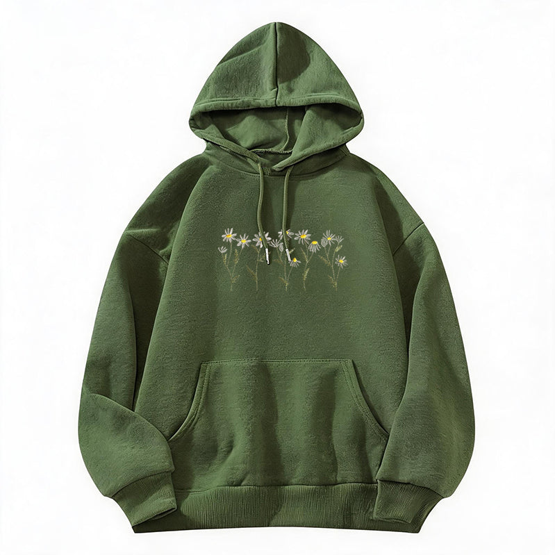 Embroidered Daisy Classic Adult Unisex Hoodie