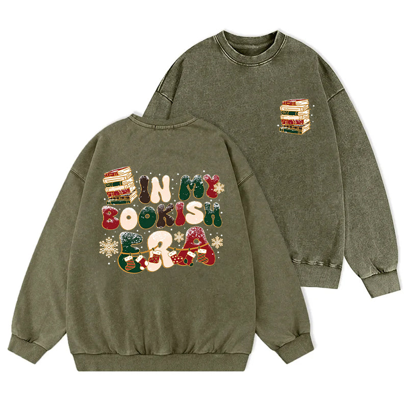 In My Bookish Era Christmas Washed Crewneck Sweatshirt