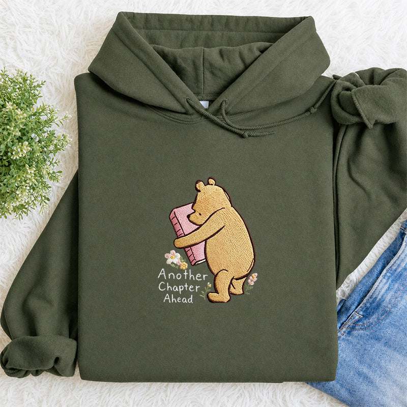 Embroidered Reading Bear Another Chapter Classic Adult Unisex Hoodie