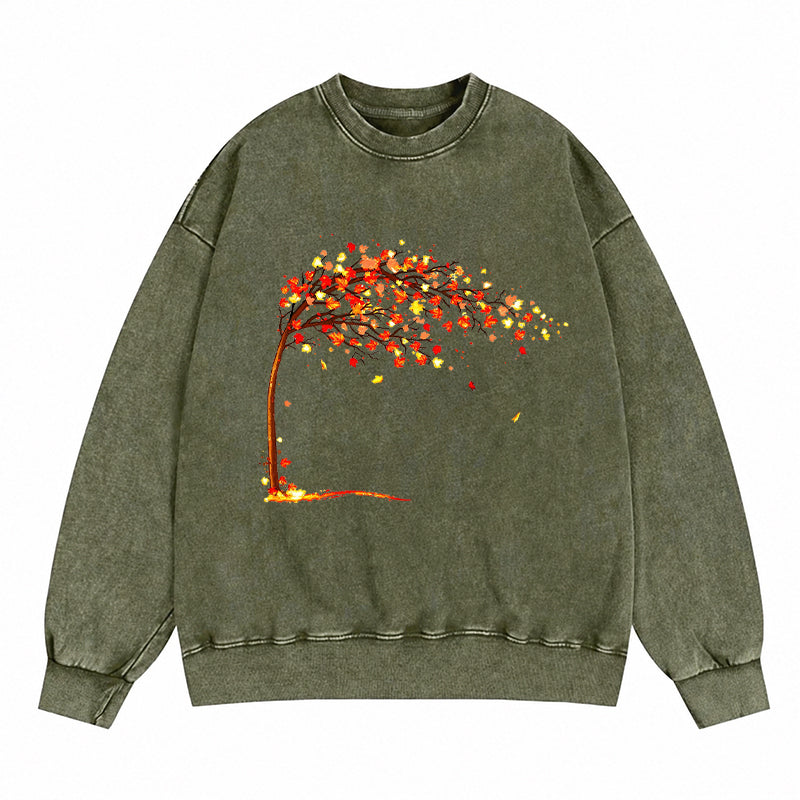 Autumn Leaves Cozy Fall Vibe Washed Crewneck Sweatshirt
