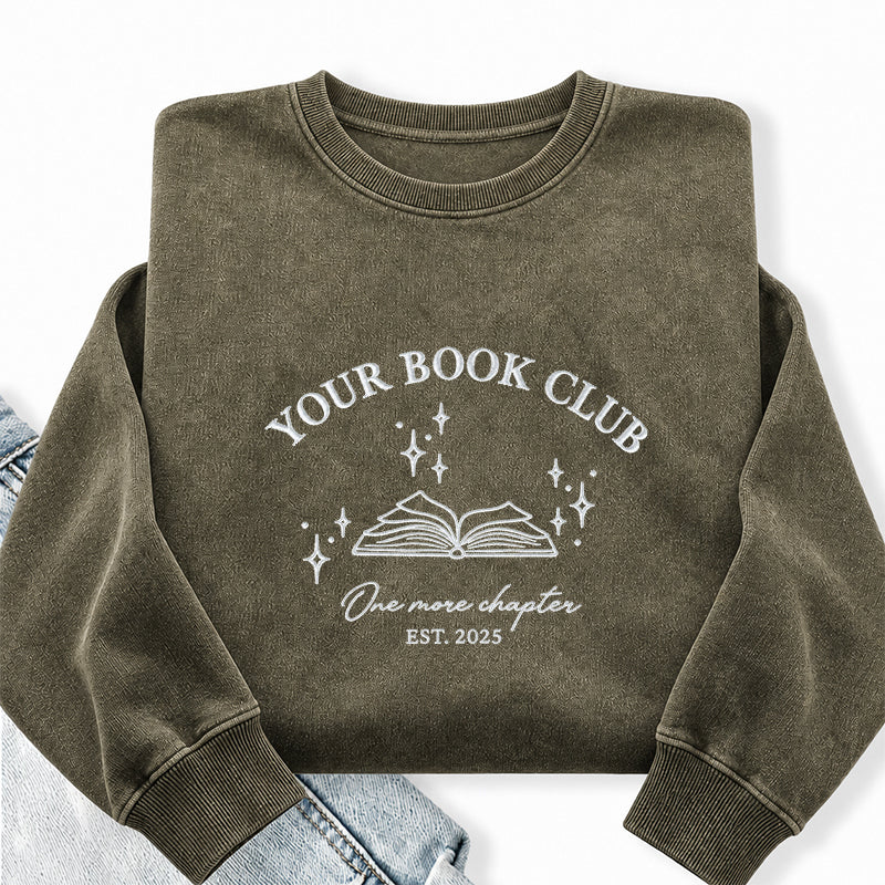 Custom Embroidered Book Club Washed Crewneck Sweatshirt
