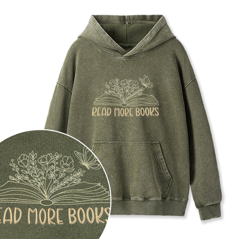 Embroidered Floral Read More Books Washed Hoodie