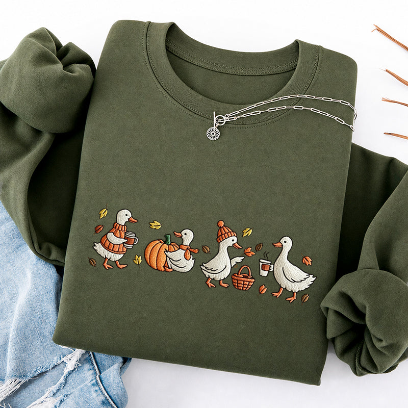 Embroidered Autumn Goose Classic Crewneck Sweatshirt