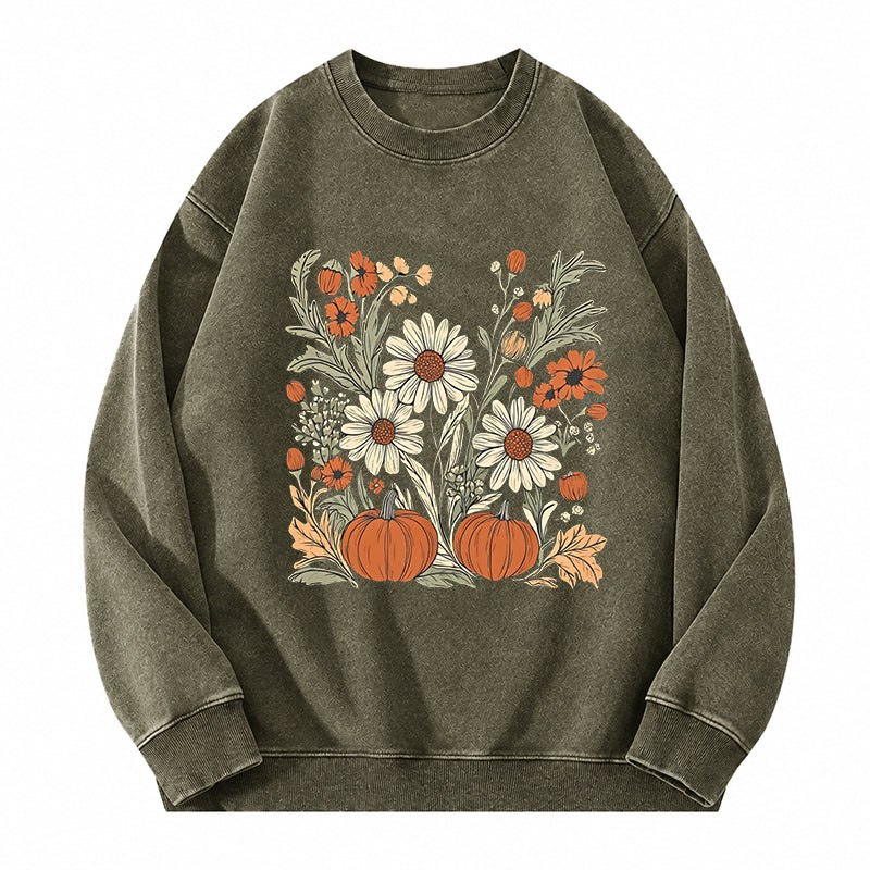 Pumpkin & Wildflower Washed Crewneck Sweatshirt