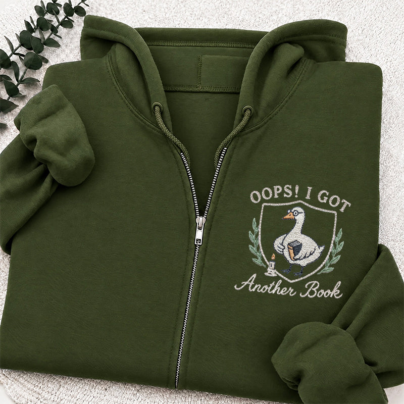 Embroidered Goose Got Another Book Classic Adult Unisex Full Zip Hoodie