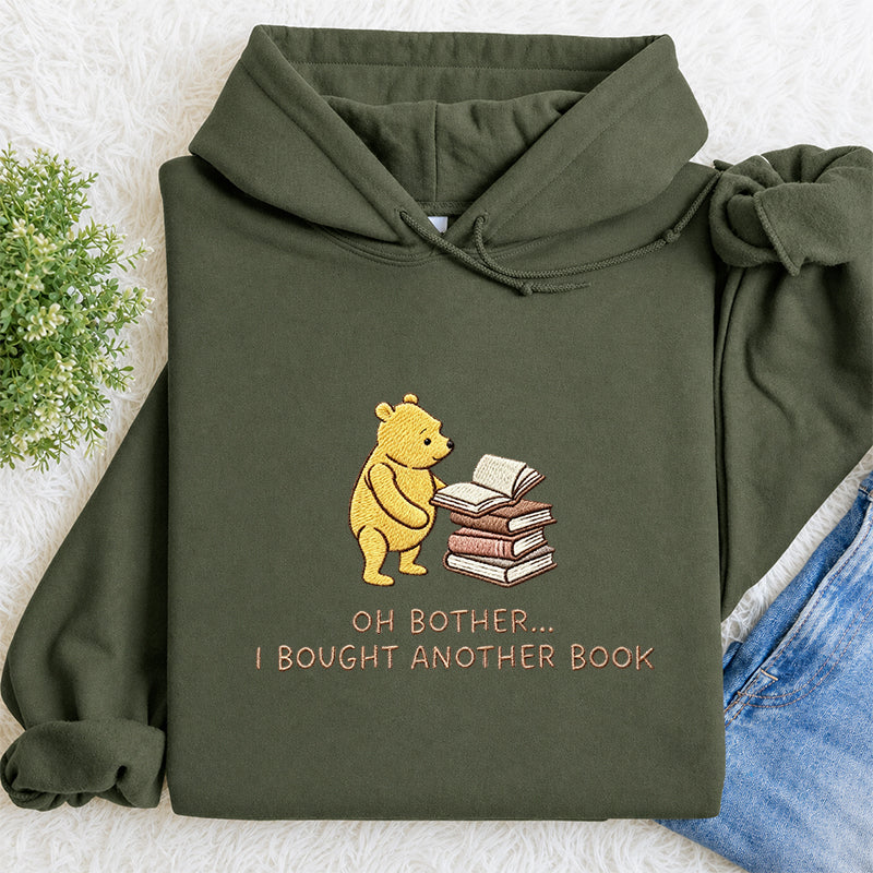 Embroidered Funny Bear Reading Books Classic Adult Unisex Hoodie
