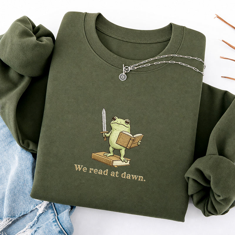 Embroidered We Read At Dawn Classic Crewneck Sweatshirt