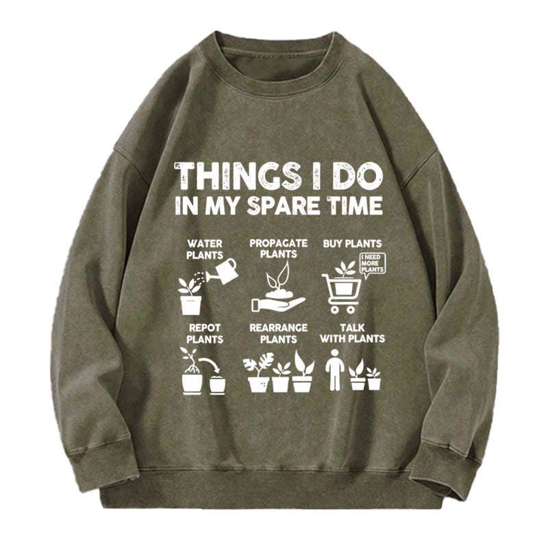 Things I Do in My Spare Time Washed Crewneck Sweatshirt