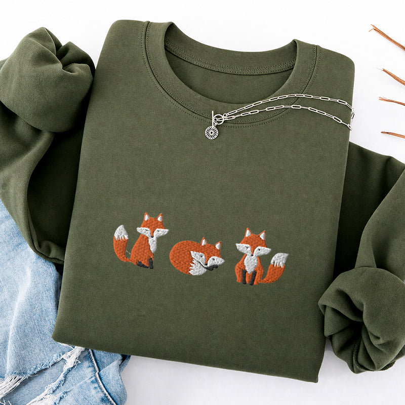 Embroidered Cute Fox Classic Crewneck Sweatshirt