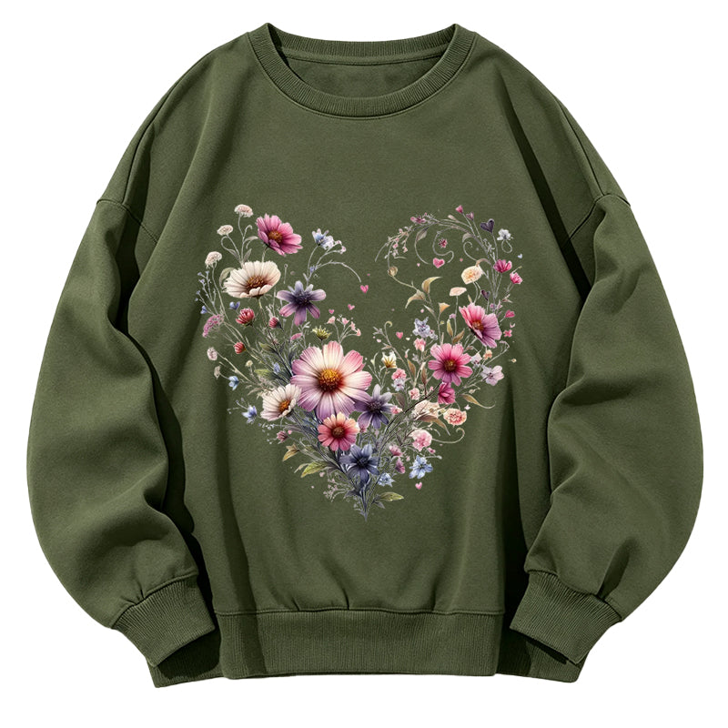 Wildflowers Woven Heart Classic Adult Unisex Crewneck Sweatshirts