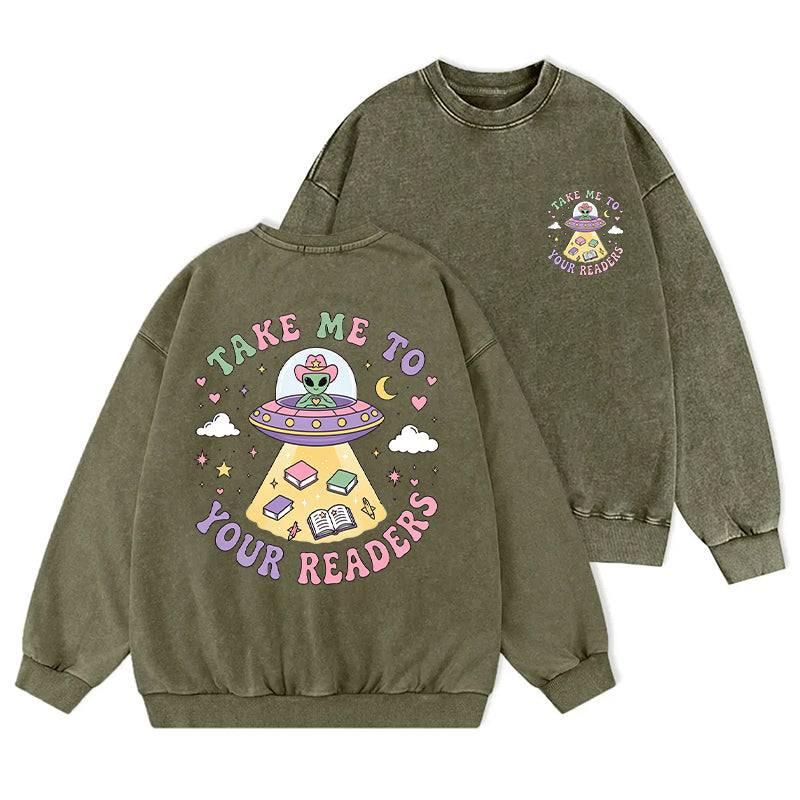 Take Me To Your Readers Washed Crewneck Sweatshirt
