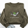 Embroidered We Ride At Dawn Frog Washed Crewneck Sweatshirt