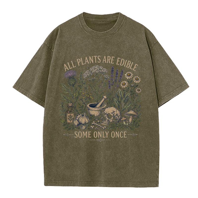 All Plants are Edible Gardening Washed Crew Neck T-Shirt