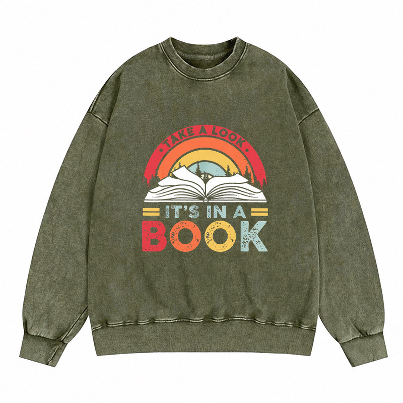 Take A Look It's In A Book Rainbow Washed Crewneck Sweatshirt