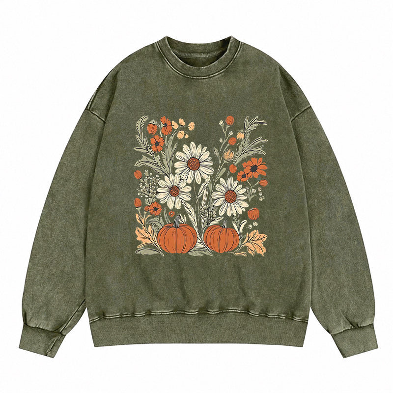 Pumpkin & Wildflower Washed Crewneck Sweatshirt