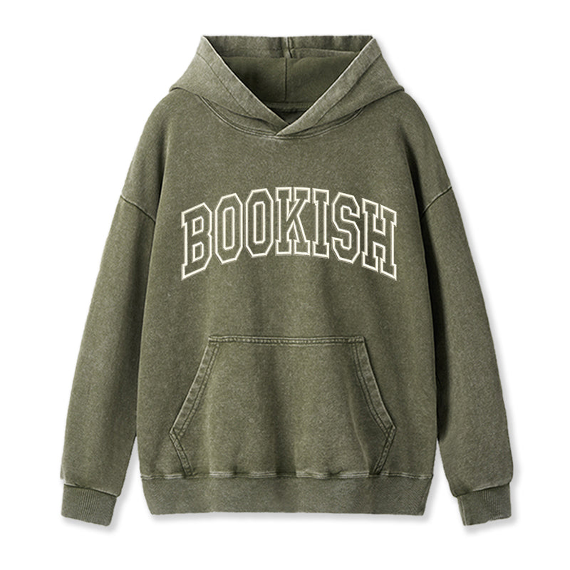 Embroidered Classic Bookish Washed Hoodie