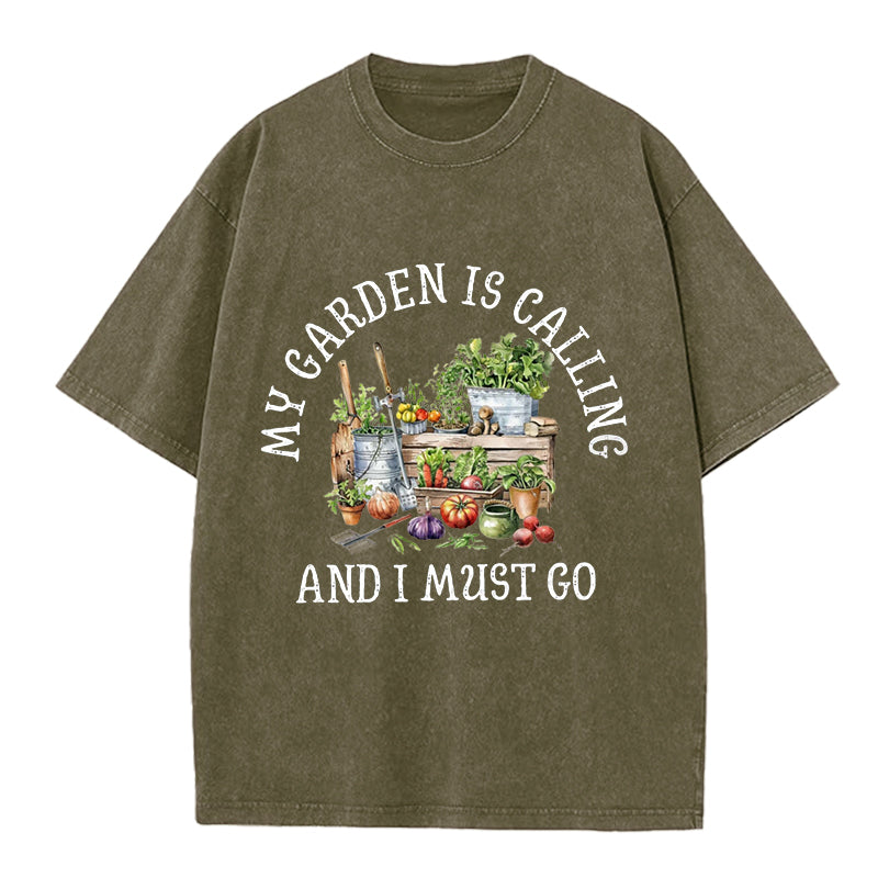 My Garden is Calling Washed Crew Neck T-Shirt