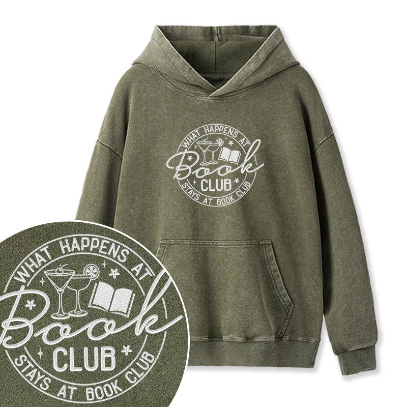Embroidered Funny Book Club Washed Hoodie
