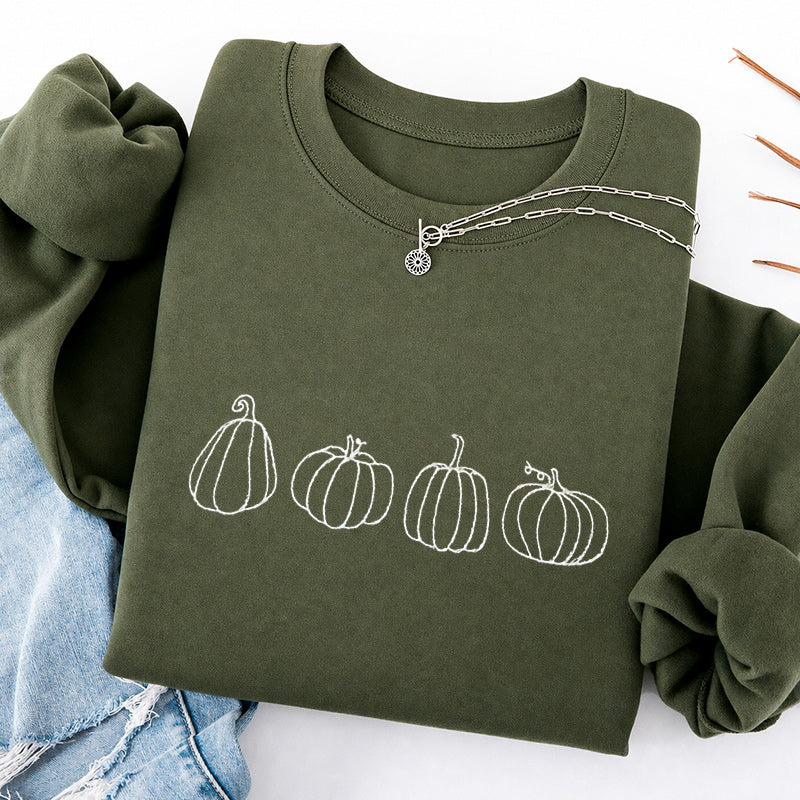 Embroidered Pumpkins Classic Crewneck Sweatshirt