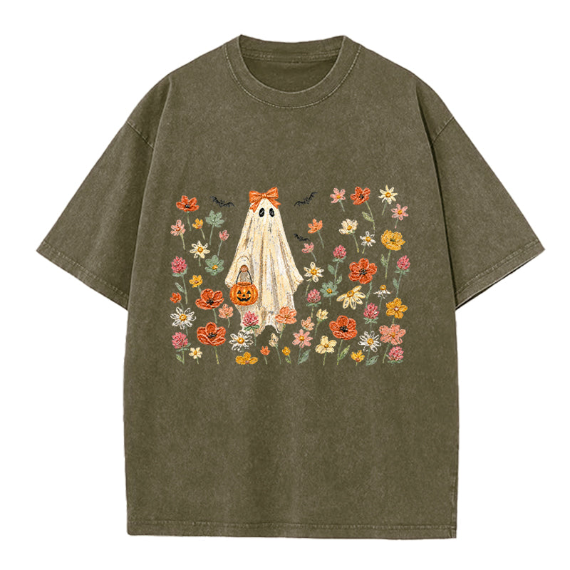 Floral Ghost Washed Crew Neck T-Shirt