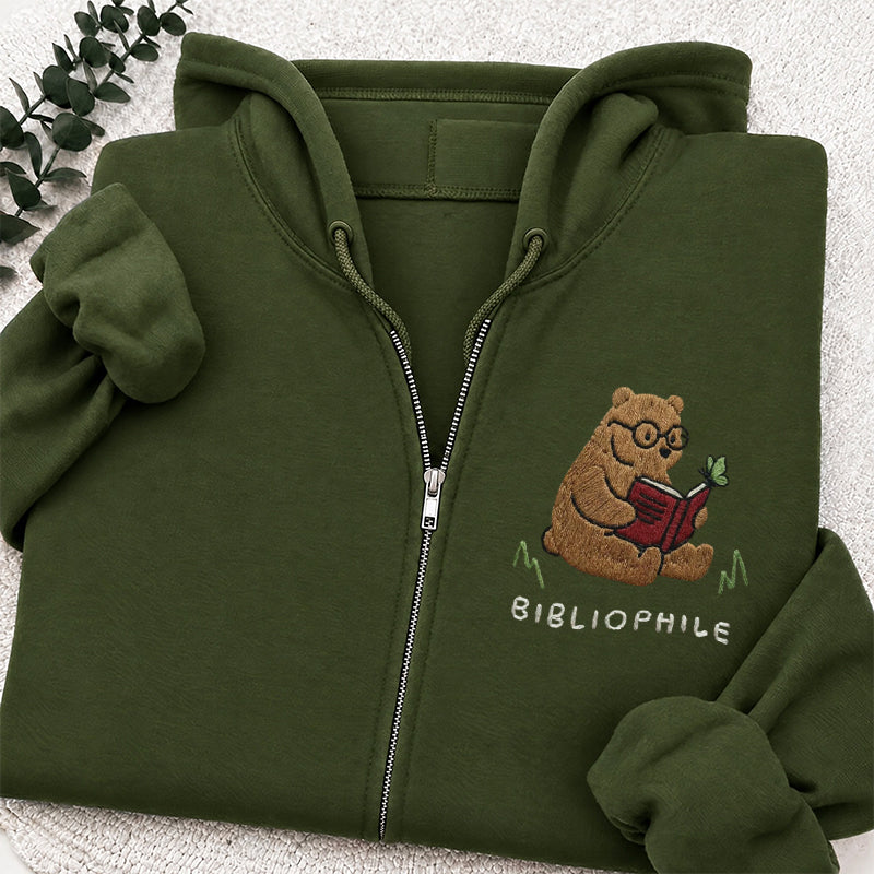 Embroidered Reading Bear Classic Full Zip Hoodie