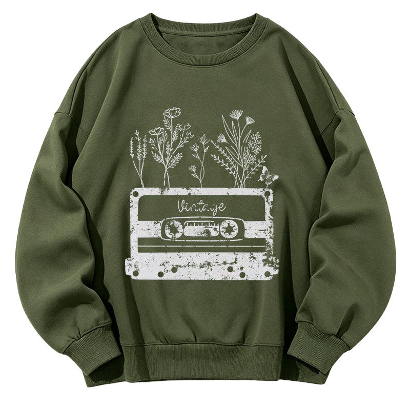 Vintage Cassette Wildflowers Classic Adult Unisex Crewneck Sweatshirts