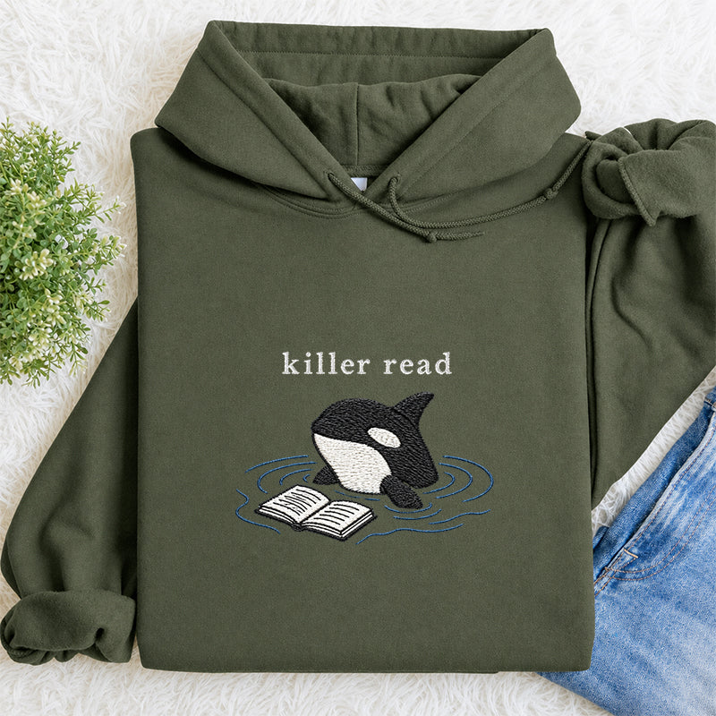 Embroidered Killer Read Orca Classic Adult Unisex Hoodie