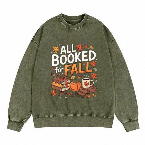 All Booked For Fall Washed Crewneck Sweatshirt