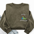 Embroidered Spicy Bookworm Washed Crewneck Sweatshirt