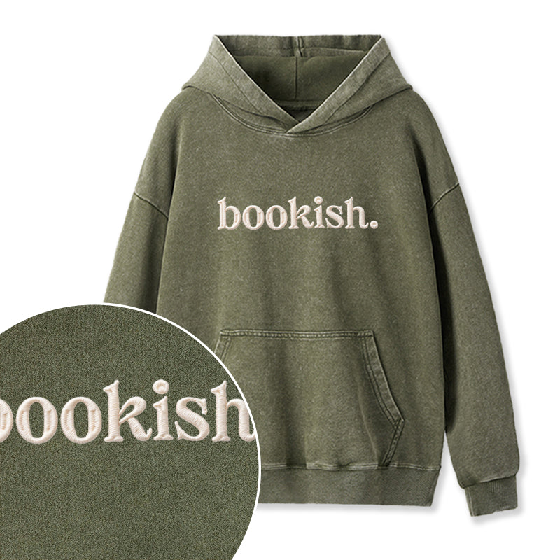 Embroidered Bookish Washed Hoodie