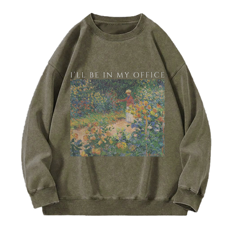 Vintage Garden My Office Washed Crewneck Sweatshirt