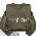 Embroidered Forest Mushroom Washed Crewneck Sweatshirt