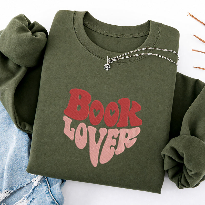 Embroidered Vintage Book Lover Classic Crewneck Sweatshirt