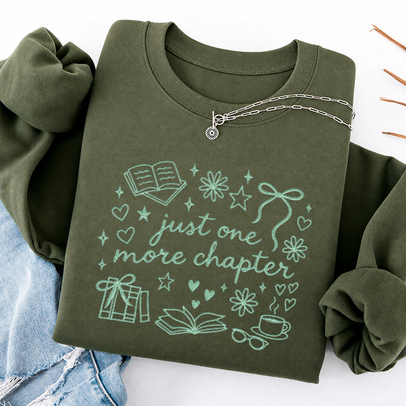 Embroidered Just One More Chapter Classic Crewneck Sweatshirt