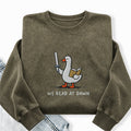 Embroidered We Read At Dawn Goose Washed Crewneck Sweatshirt