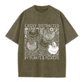 Easily Distracted By Plants and Peckers Washed Crew Neck T-Shirt