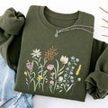 Embroidered Cute Wildflowers Classic Crewneck Sweatshirt
