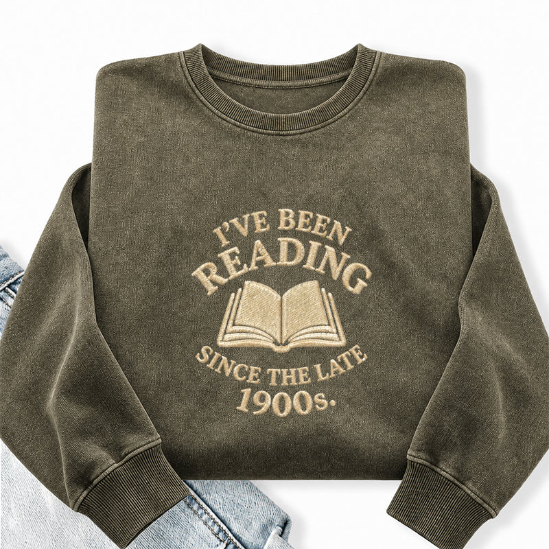 Embroidered Reading Since The Late 1990s Washed Crewneck Sweatshirt