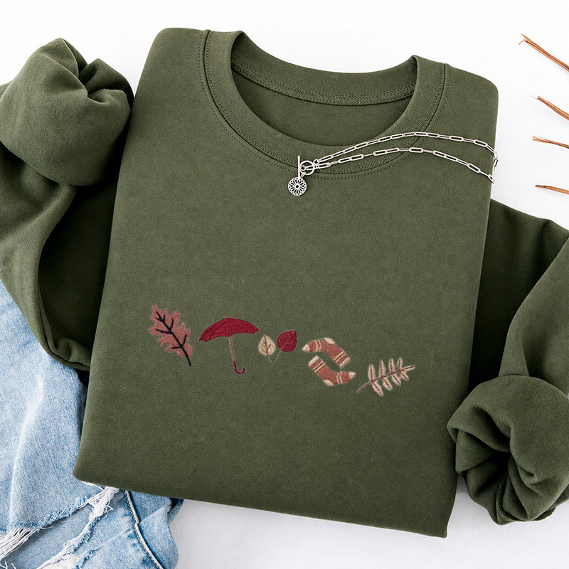 Embroidered Cozy Fall Classic Crewneck Sweatshirt