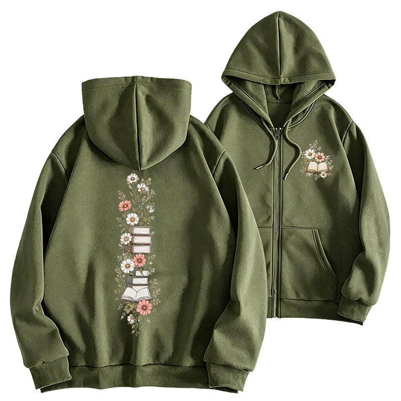 Where Books Bloom Adult Unisex Full Zip Hoodie